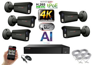 Monitorrs Security 4K IP 5 kamerový set 8 Mpix GTube (6379K5)